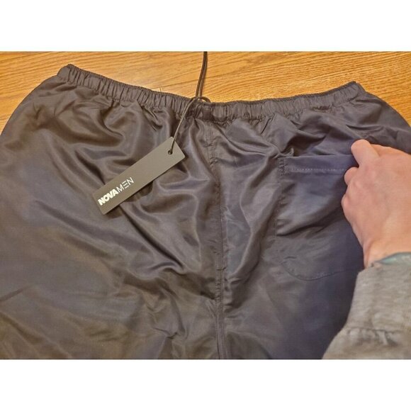 Fashion Nova Swimtrunks Men's Size M Black Red Sinner Crucifix's Mesh Lining NWT - Picture 10 of 11